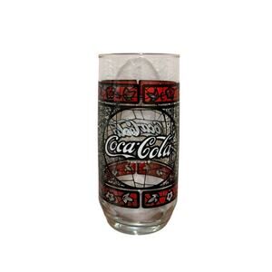 Coca Cola Tiffany Style Stained Glass Look Drinking Glass 6” Vintage